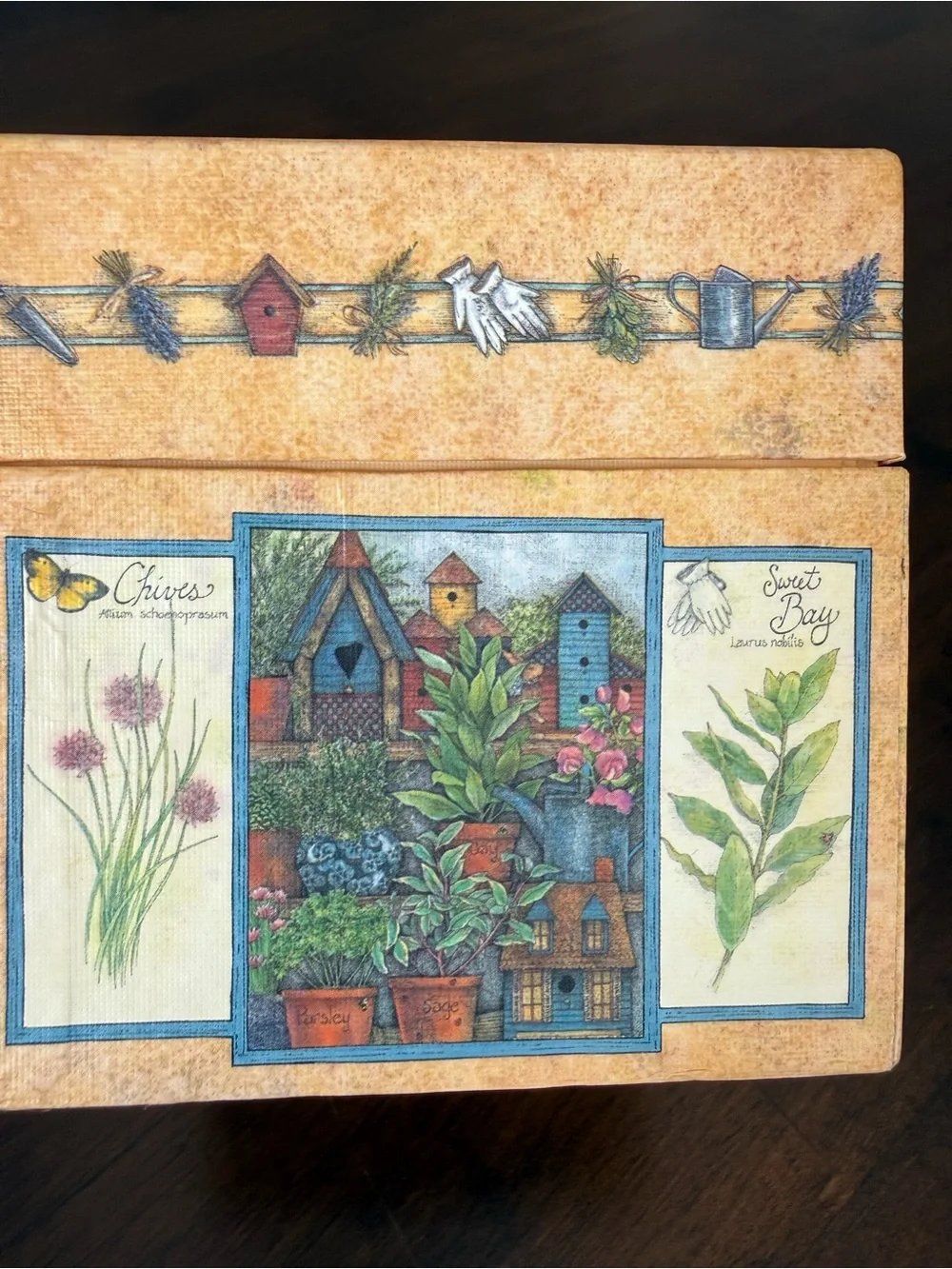 Vintage Lang Seasonal Herbs Decorative Storage Box Cottage Farmhouse Decor